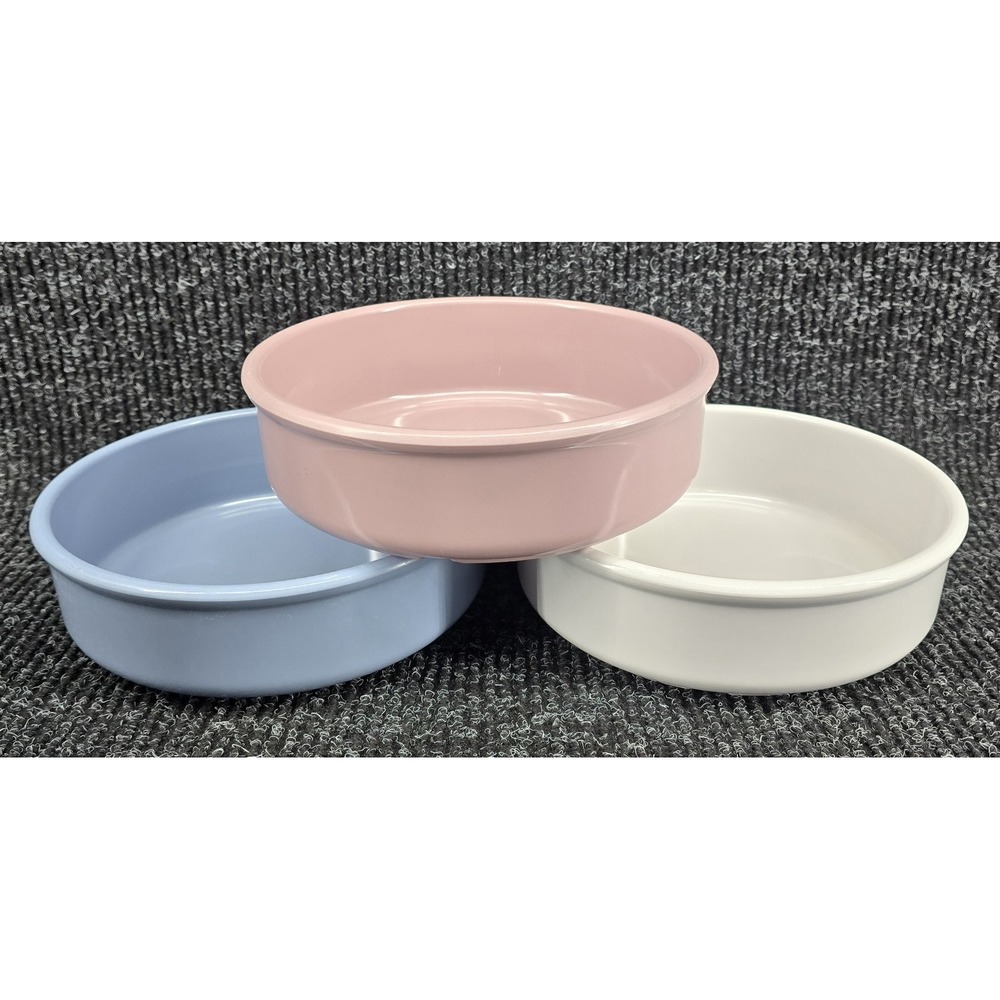 Lot of 3 Vtg 1980s Melamine SRO‎ Serving Bowls Blue White Pink USA T40 8.5x2.5"